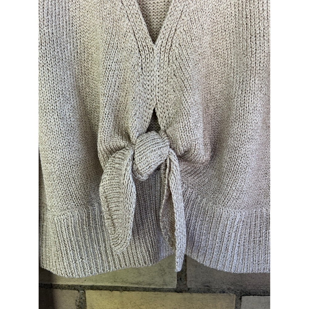 Eva Mendes New York & Company Tie Front Bell Flare Sleeve Sweater Beige Sz Large - Picture 3 of 5